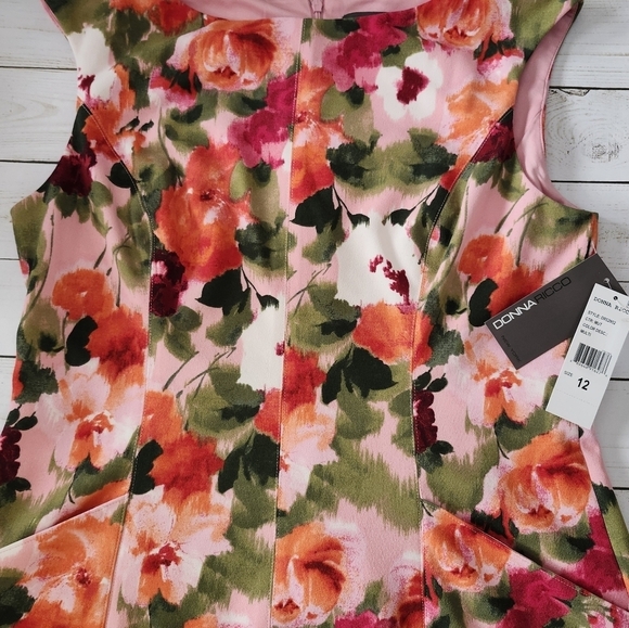 Donna Ricco Bright Floral Bateau Neck Midi Dress Size 12 - Picture 7 of 14